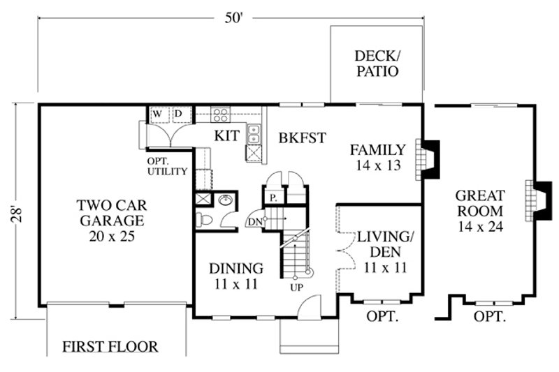 Dream House Plan - Floor Plan - Main Floor for Colonial House Plan #1053-66 - 3 bed, 2.5 bath