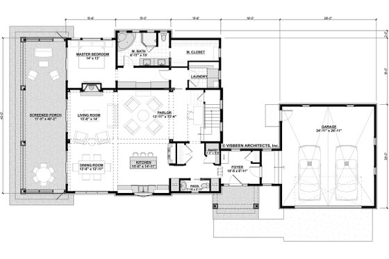 Floor Plan - Main Floor for Bungalow House Plan #928-330 - 3 bed, 2.5 bath