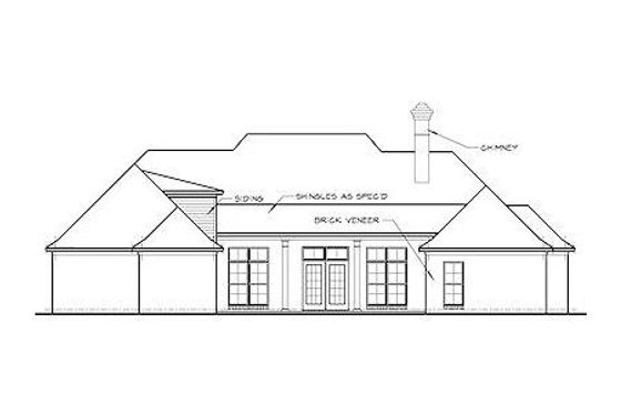 Exterior - Rear Elevation for European House Plan #15-146 - 4 bed, 3.5 bath