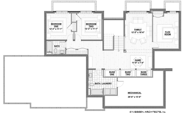 House Blueprint - Modern Floor Plan - Lower Floor Plan #928-394