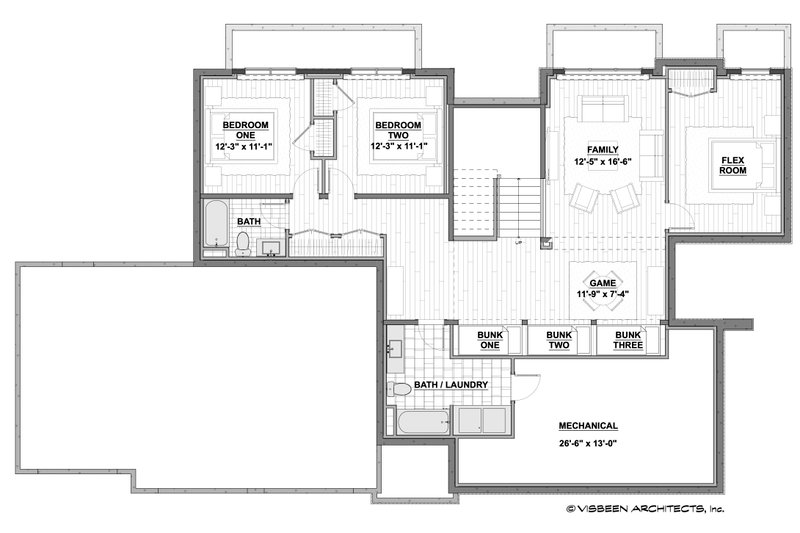 Architectural House Design - Floor Plan - Lower Floor for Modern House Plan #928-394 - 4 bed, 3.5 bath