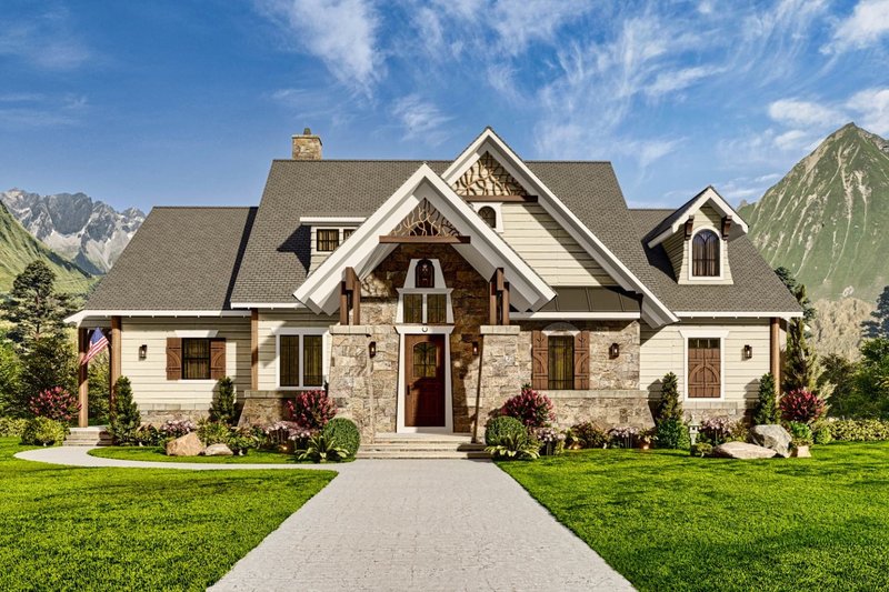 Dream House Plan - Exterior - Front Elevation 4 for Ranch House Plan #54-590 - 2 bed, 2.5 bath