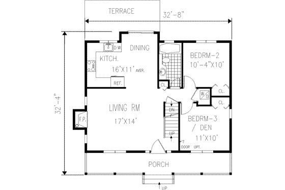 Floor Plan - Main Floor for Southern House Plan #3-112 - 3 bed, 2 bath