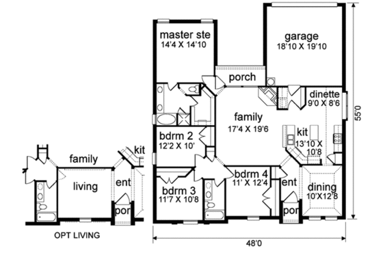 Floor Plan - Main Floor for Traditional House Plan #84-283 - 4 bed, 2 bath