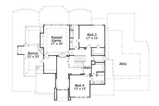 Floor Plan - Upper Floor for European House Plan #411-795 - 4 bed, 3.5 bath