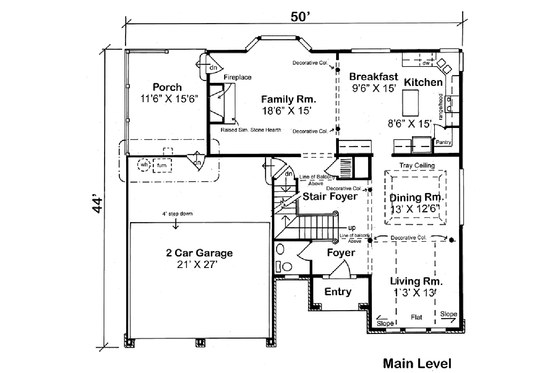 Floor Plan - Main Floor for European House Plan #312-428 - 3 bed, 2.5 bath