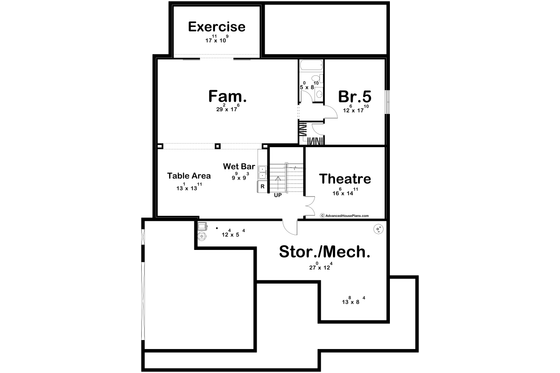 Floor Plan - Lower Floor for Farmhouse House Plan #455-321 - 4 bed, 3.5 bath