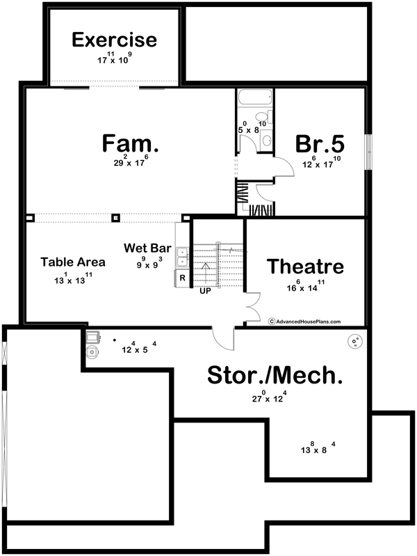 Farmhouse Floor Plan - Lower Floor Plan #455-321