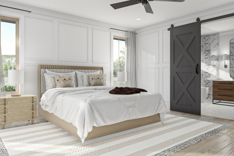 Home Plan - Interior - Master Bedroom for Barndominium House Plan #455-243 - 4 bed, 2.5 bath
