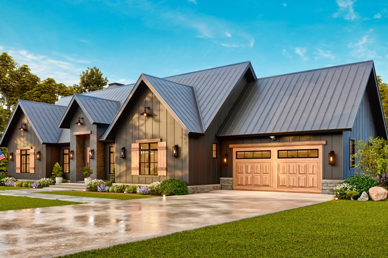 Architectural House Design - Exterior - Front Elevation 5 for Farmhouse House Plan #119-470 - 3 bed, 3 bath