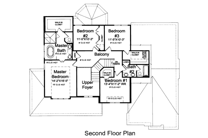 Home Plan - Floor Plan - Upper Floor for Craftsman House Plan #46-442 - 4 bed, 2.5 bath