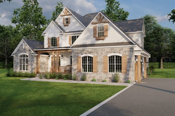 Exterior - Front Elevation 4 for Craftsman House Plan #17-2531 - 4 bed, 3 bath