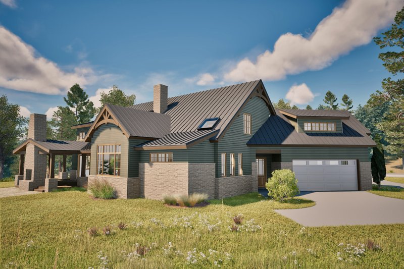 House Blueprint - Exterior - Rear Elevation 1 for Farmhouse House Plan #80-224 - 4 bed, 3 bath