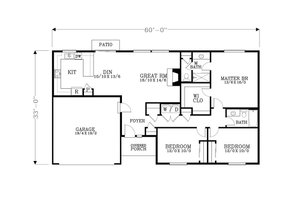 Floor Plan - Main Floor for Craftsman House Plan #53-529 - 3 bed, 2.5 bath