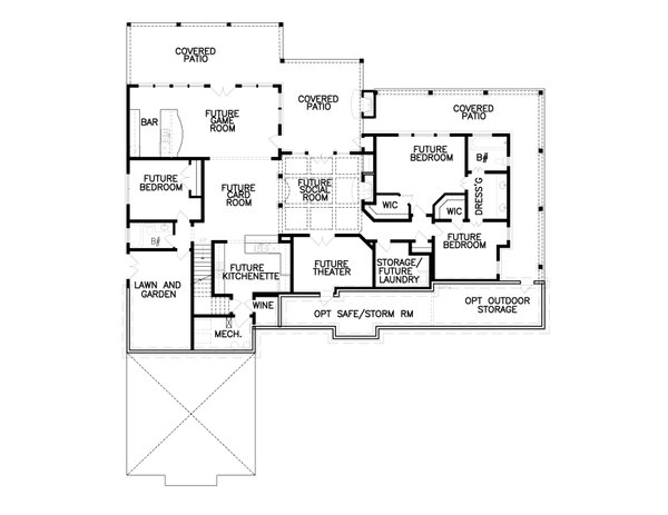 Traditional Floor Plan - Lower Floor Plan #54-427