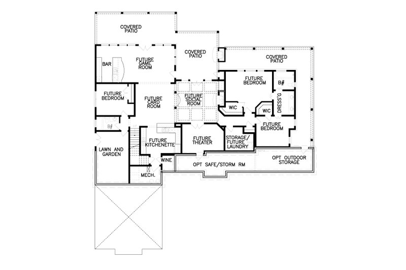 House Blueprint - Floor Plan - Lower Floor for Traditional House Plan #54-427 - 5 bed, 4.5 bath