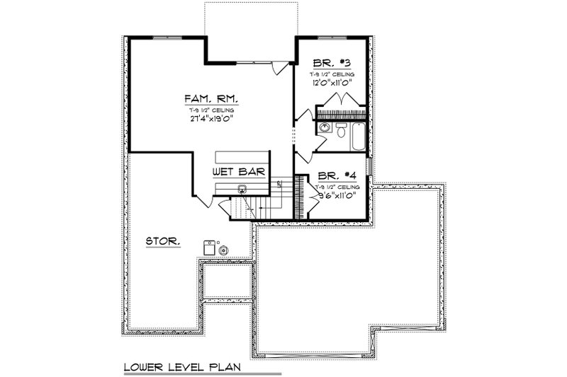House Design - Floor Plan - Lower Floor for Farmhouse House Plan #70-1536 - 4 bed, 3 bath