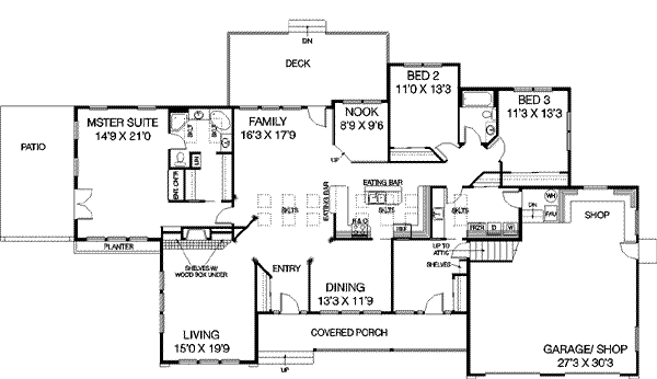Home Plan - Craftsman Floor Plan - Main Floor Plan #60-288