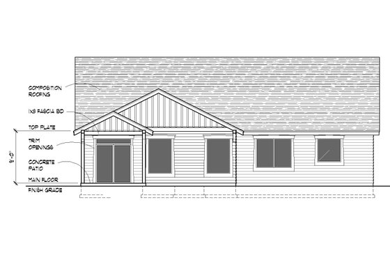 Exterior - Rear Elevation for Craftsman House Plan #112-259 - 3 bed, 2 bath
