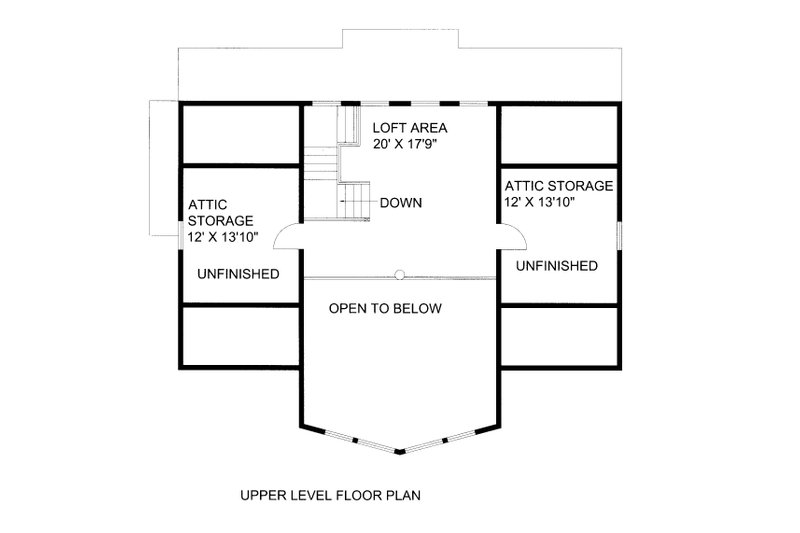 House Blueprint - Floor Plan - Upper Floor for Craftsman House Plan #117-1102 - 3 bed, 2 bath