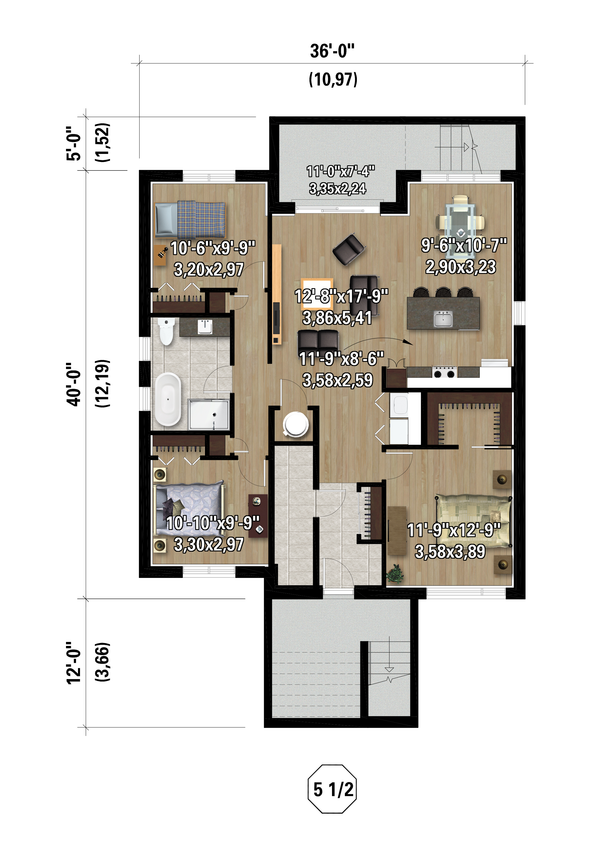 Contemporary Floor Plan - Lower Floor Plan #25-5029