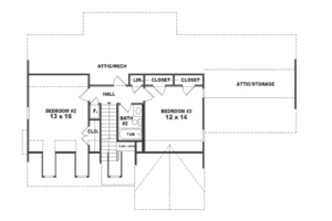 Floor Plan - Upper Floor for Colonial House Plan #81-225 - 3 bed, 2.5 bath