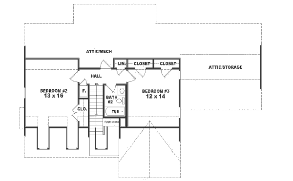 Colonial Floor Plan - Upper Floor Plan #81-225