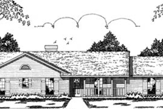 Exterior - Front Elevation for Ranch House Plan #42-103 - 3 bed, 2 bath