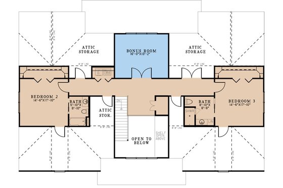 Floor Plan - Upper Floor for Farmhouse House Plan #923-292 - 3 bed, 3.5 bath