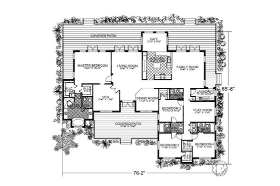 Floor Plan - Main Floor for Ranch House Plan #420-216 - 4 bed, 3.5 bath
