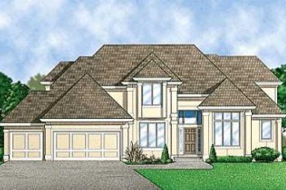 Exterior - Front Elevation for European House Plan #67-190 - 4 bed, 4 bath