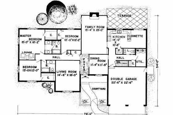 Floor Plan - Main Floor for Traditional House Plan #312-411 - 4 bed, 2.5 bath
