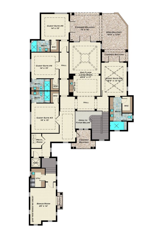 Modern Floor Plan - Upper Floor Plan #548-38