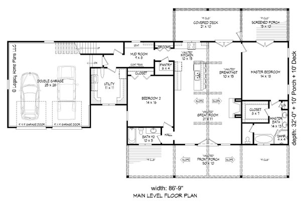 House Blueprint - Southern Floor Plan - Main Floor Plan #932-850