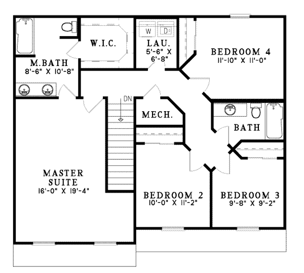 Home Plan - Southern Floor Plan - Upper Floor Plan #17-430