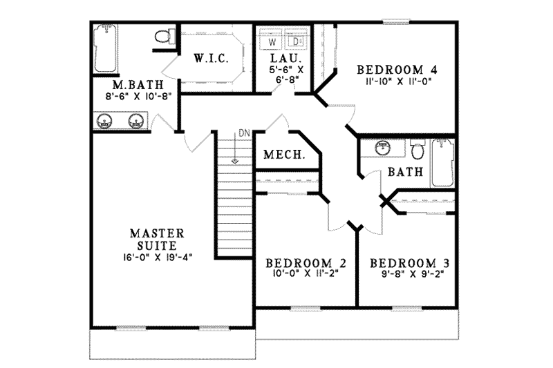 House Plan Design - Floor Plan - Upper Floor for Southern House Plan #17-430 - 4 bed, 2.5 bath