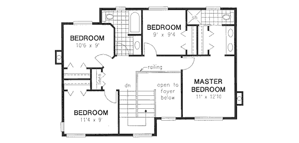 Traditional Floor Plan - Upper Floor Plan #18-9102