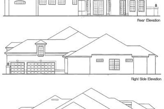 Exterior - Rear Elevation for European House Plan #135-127 - 4 bed, 4 bath