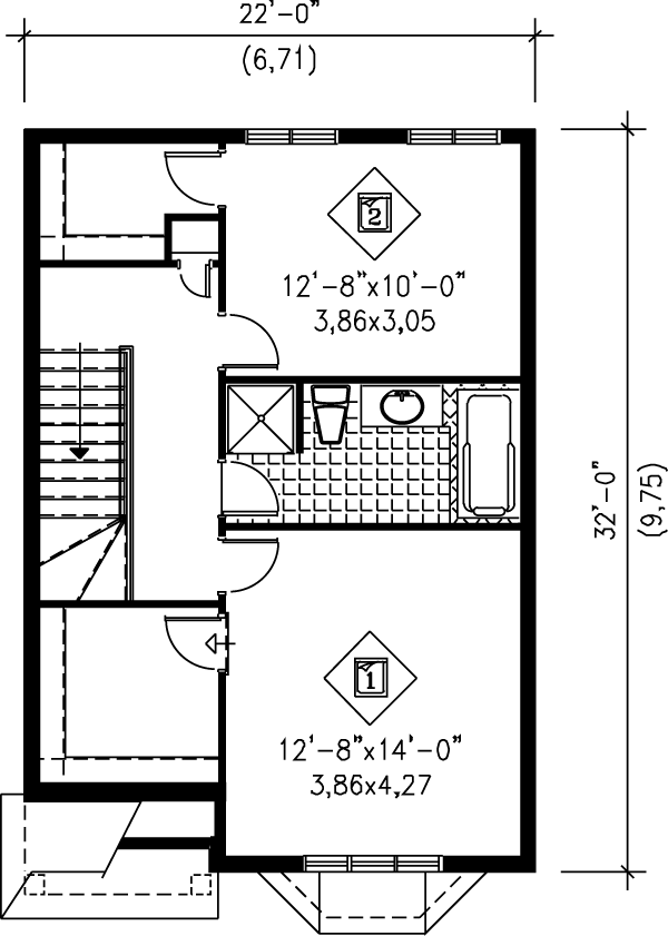 European Floor Plan - Upper Floor Plan #25-243
