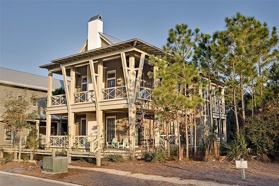 Exterior - Front Elevation for Beach House Plan #443-13 - 4 bed, 4.5 bath