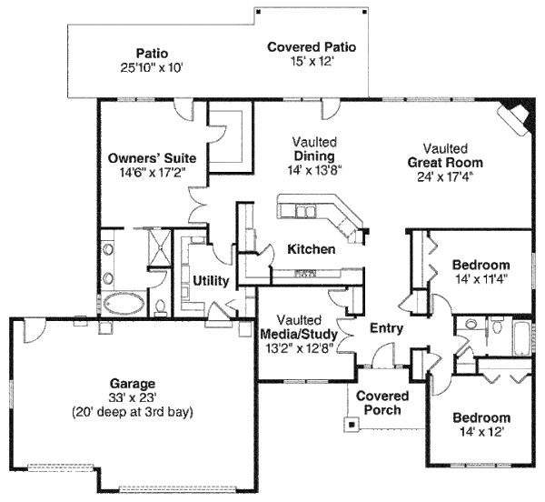 Craftsman Floor Plan - Main Floor Plan #124-842