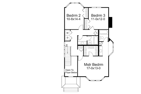 Floor Plan - Upper Floor for Traditional House Plan #57-438 - 3 bed, 2.5 bath