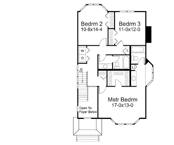Traditional Floor Plan - Upper Floor Plan #57-438