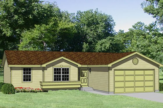 Exterior - Front Elevation for Ranch House Plan #116-202 - 3 bed, 2 bath