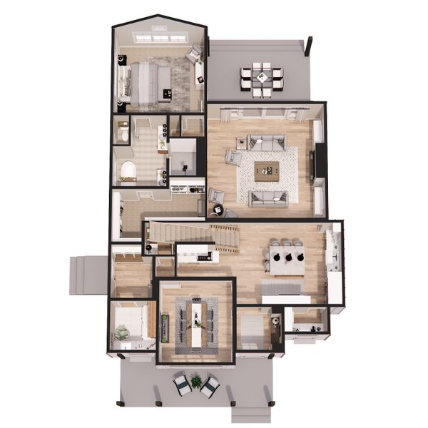Architectural House Design - Floor Plan - Main Floor 1 for Farmhouse House Plan #51-1562 - 3 bed, 3.5 bath
