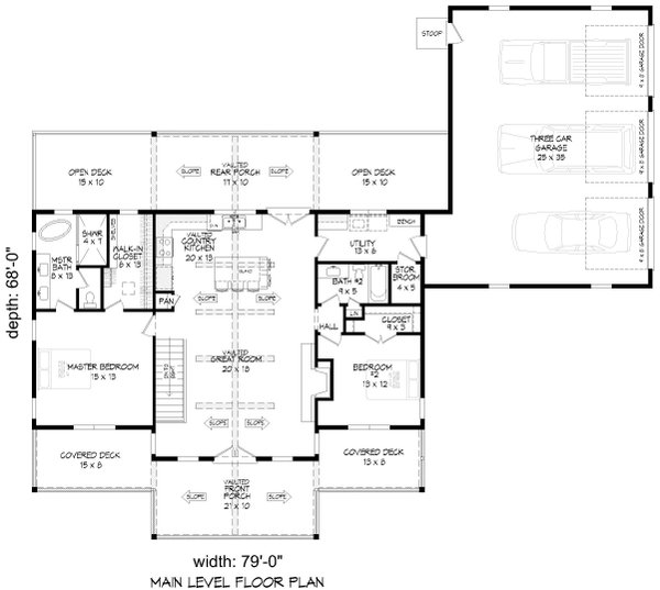 Farmhouse Floor Plan - Main Floor Plan #932-1049