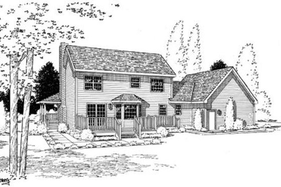 Exterior - Rear Elevation for Country House Plan #312-444 - 3 bed, 2.5 bath