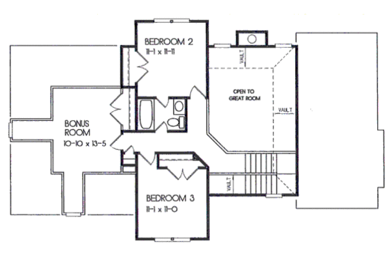 Floor Plan - Upper Floor for European House Plan #129-109 - 3 bed, 2.5 bath