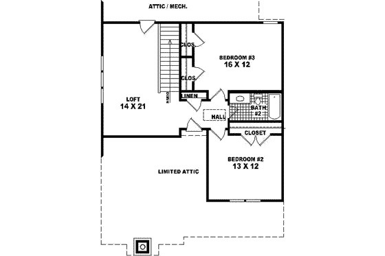 Floor Plan - Upper Floor for Craftsman House Plan #81-416 - 3 bed, 2.5 bath