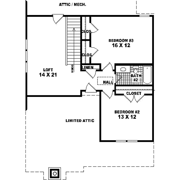 Craftsman Floor Plan - Upper Floor Plan #81-416